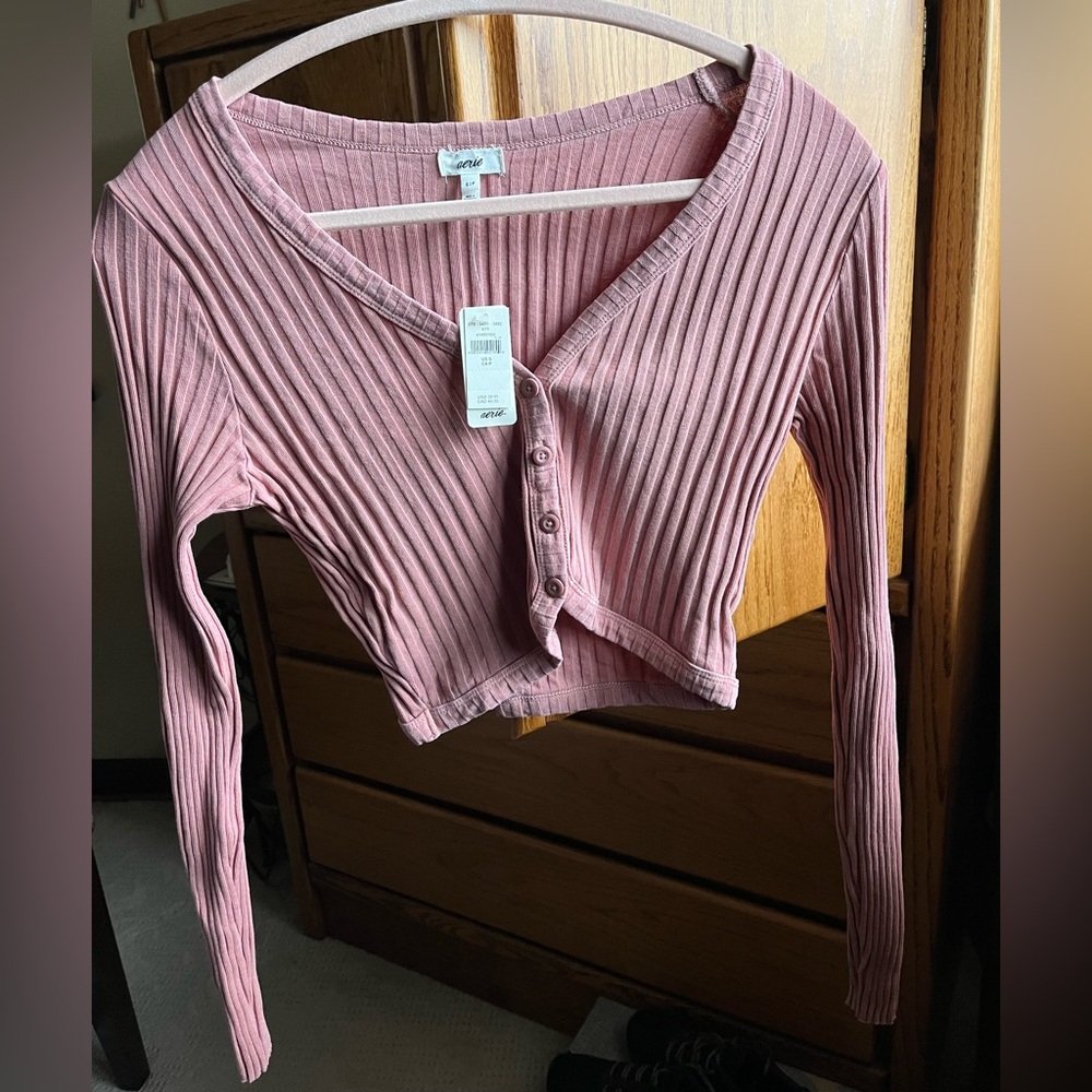 Aerie Ribbed Cropped Cardigan - Picture 4 of 7